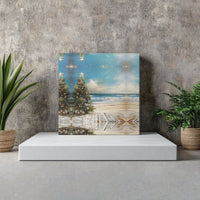 Tropical Beach Ocean View Holiday Poster, Coastal Christmas Tree Canvas Art, Coastal Winter Wall Decor, Digital Download