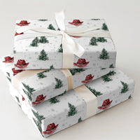 Cowboy Hat Gift Wrap, Western Christmas Wrapping Paper, Rustic Country Xmas Wrapping Paper, Snowy Pine Holiday Paper, Winter Gift Wrap