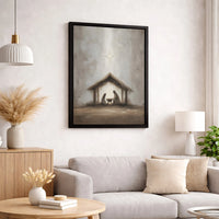 Holy Family Manger Scene Canvas, Minimalist Nativity Canvas Wall Art, Christmas Religious Canvas Print, Modern Christian Wall Art Canvas