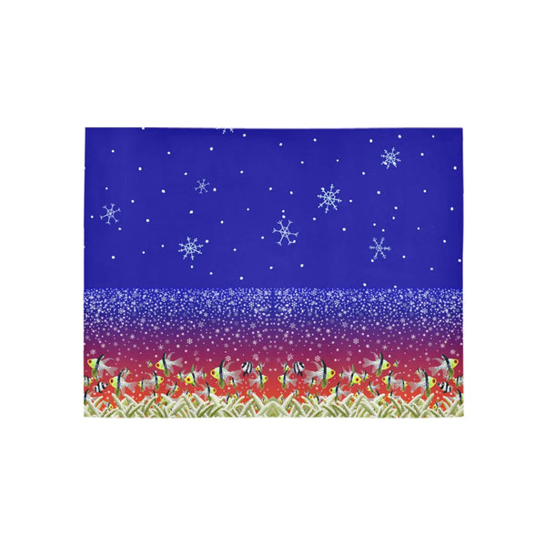 Holiday Snowflake Ocean Runner Rug, Ugly Christmas Fish Runner Rug, Humorous Xmas Hallway Rug, Festive Kitchen Floor Runner