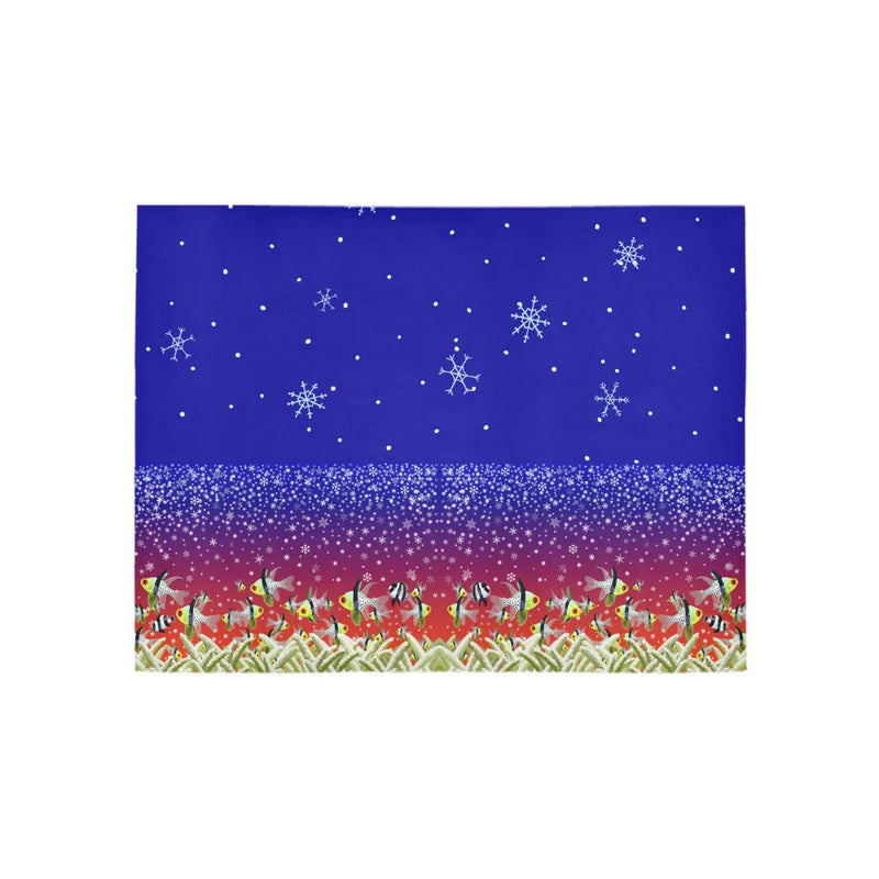 Holiday Snowflake Ocean Runner Rug, Ugly Christmas Fish Runner Rug, Humorous Xmas Hallway Rug, Festive Kitchen Floor Runner