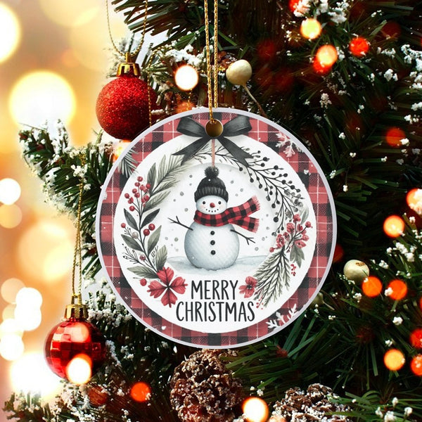 Winter Holiday Ornament, Watercolor Snowman Christmas Ornament, Adorable Festive Snowman Ornament, Comfy Seasonal Xmas Tree D