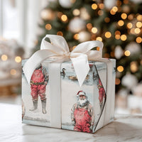 Duck Hunter Christmas Gift Wrap, Hunting Santa Wrapping Paper, Watercolor Outdoorsman Fishing Wrapping Paper, Holiday Gift Wrap Roll