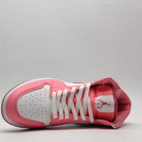 Mid Top Sneakers, White Pink Colorway, Lace Up Design, Casual Gift for Sneaker Fans