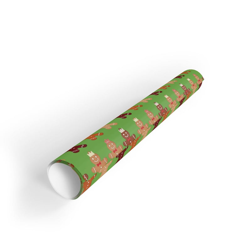 Crown Cookie Gift Wrap, Gingerbread Man Wrapping Paper, Christmas Gingerbread Wrapping Paper, Holiday Present Paper, Xmas Present Wrap Roll