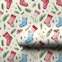 Watercolor Holly Holiday Gift Wrap, Christmas Stocking Wrapping Paper, Winter Botanical Wrapping Paper Roll, Festive Pine Xmas Present Wrap