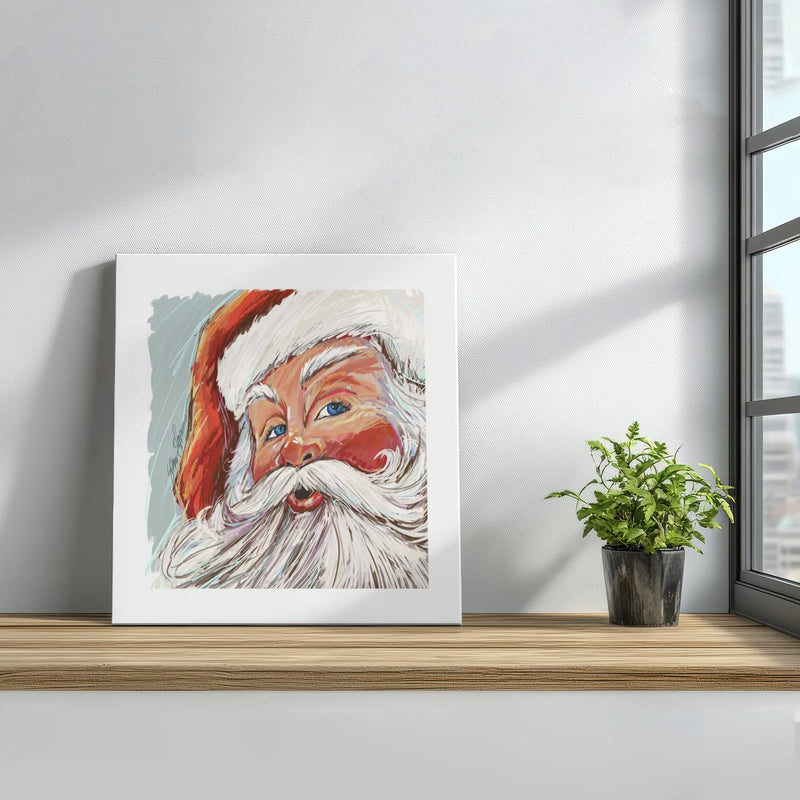 Artistic Christmas Santa Canvas Print, Modern Santa Claus Sketch Canvas, Holiday Wall Art Decor, Minimalist Xmas Canvas Painting Present
