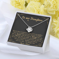 Dad to Daughter Love Knot Pendant, To My Daughter Love Knot Necklace, Cubic Zirconia Love Knot Jewelry, Birthday Christmas Keepsake Present