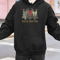 Coquette Bow Winter Holiday Sweatshirt, Camo Christmas Tree Hoodie, Camouflage Hunting Xmas Pullover, Outdoorsy Girl Christmas Hoodie