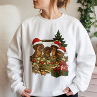 Wiener Dog Holiday Sweatshirt, Dachshund Christmas Sweatshirt, Doxie Puppy Xmas Crewneck, Adorable Dog Lover Sweater, Christmas Dog Sweatshirt