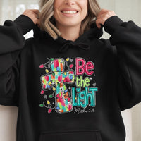 Christian Christmas Cross Sweatshirt, Be the Light Hoodie, Faith Holiday Scripture Pullover, Religious Winter Jesus Hooded Sweater