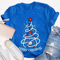 Holiday Nurse T-Shirt, Stethoscope Christmas Tree School Nurse Shirt, Adorable Medical Christmas Graphic Tee, School Nurse Xmas Present