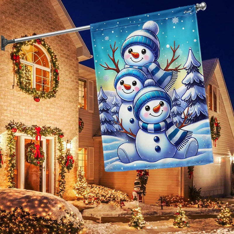 Winter Holiday Yard Flag, Let It Snow Snowman Christmas Garden Flag, Double Sided Festive Lawn Flag, Christmas Porch Banner Decor
