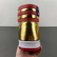 High Top Sneakers, Gold Red Colorway, Lace Up Design, Casual Gift for Sneaker Fans