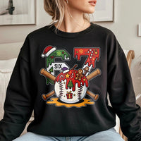 67 Number Baseball Holiday Sweater, Christmas Baseball Sweatshirt, Vintage Baseball Fan Crewneck, Sports Player Christmas Sweatshirt