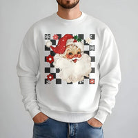 Checkered Christmas Santa Sweater, Retro Santa Sweatshirt, Vintage Santa Holiday Crewneck, Retro Santa Claus Sweatshirt, Adorable Xmas Present