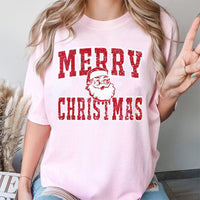 Distressed Retro Santa Claus Graphic Tee, Merry Christmas Santa T-Shirt, Vintage Xmas Holiday Party Shirt, Festive Winter Top