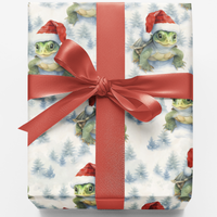 Adorable Turtle Gift Wrap Roll, Santa Hat Turtle Christmas Wrapping Paper, Holiday Present Paper, Animal Lover Xmas Wrapping Paper Roll