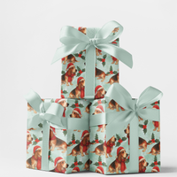 Basset Artesien Normand Gift Wrap, Basset Hound Christmas Wrapping Paper, Festive Holly Dog Present Paper, Dog Lover Holiday Wrapping Paper