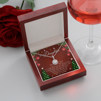 Cubic Zirconia Pendant Necklace, To My Daughter Necklace from Dad, White Gold Stainless Steel Jewelry, Meaningful Christmas Present for Her