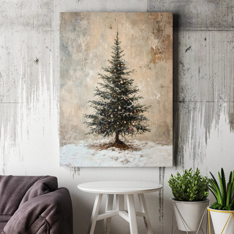 Snowy Winter Landscape Canvas Print, Christmas Tree Canvas Wall Art, Holiday Scene Canvas Decor, Festive Seasonal Wall Art, Xmas Present