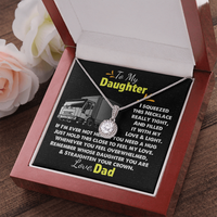 Trucker Dad Message Card Necklace, To My Daughter Necklace, White Gold Pendant, Sentimental Daughter Jewelry, Birthday Christmas Present