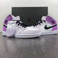 Mid Top Sneakers, White Black Purple Colorway, Lace Up Design, Casual Gift for Sneaker Fans