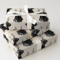 Dog Reindeer Antlers Gift Wrap, Black Labrador Christmas Wrapping Paper, Adorable Pet Holiday Wrapping Paper, Xmas Dog Lover Gift Wrapping Paper
