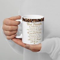 Gold Aesthetic Friendship Ceramic Mug, Best Friends Forever Leopard Print Mug, Soul Sister Coffee Mug, Birthday Christmas Present for BFF Women