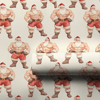 Muscular Bodybuilder Christmas Gift Wrap, Buff Santa Wrapping Paper, Humorous Gag Gift Wrapping Paper, White Elephant Paper Roll