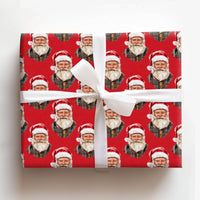 Plaid Flannel Santa Claus Gift Wrap, Lumberjack Santa Wrapping Paper, Rustic Red Christmas Wrapping Paper, Country Holiday Present Paper