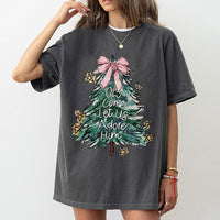 Coquette Christmas Tree Shirt, Oh Come Let Us Adore Him T-Shirt, Christian Faith Holiday Graphic Tee, Religious Christmas Season Shirt