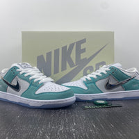 Low Top Sneakers, Blue White Silver Colorway, Metallic Finish, Lace Up Design, Casual Gift for Sneaker Fans
