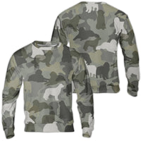 Newfie Breed Fleece Pullover, Newfoundland Dog Camo Ugly Christmas Sweater, Camouflage Hunting Holiday Crewneck Dog Lover Present