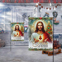 Sacred Heart of Jesus Flag, Jesus Is the Reason for the Season Christmas Garden Flag, Christian Holiday Yard Flag, Nativity Faith Decor