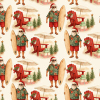 Surfer Santa Hawaiian Gift Wrap, Tropical Beach Christmas Wrapping Paper, Coastal Coastal Vacation Present Paper, Summer Xmas Paper