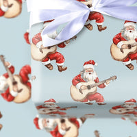 Guitarist Santa Claus Wrapping Paper, Acoustic Guitar Santa Wrapping Paper, Musician Christmas Wrapping Paper, Holiday Gift Wrap Roll