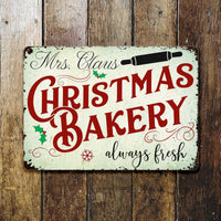Holiday Kitchen Metal Sign, Christmas Bakery Always Fresh Metal Sign, Holly Snowflake Wall Decor, Retro Christmas Plaque, Baker Metal Sign