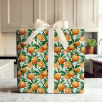 Pine Needle Clementine Gift Wrap, Winter Orange Wrapping Paper, Botanical Citrus Holiday Wrapping Paper, Festive Christmas Wrapping Paper