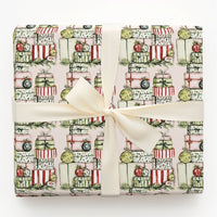 Watercolor Stacked Presents Gift Wrap, Christmas Wrapping Paper, Ornaments Holiday Gift Wrap Sheets, Festive Present Wrapping Paper