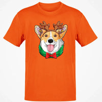 Holiday Dog Lover T-Shirt, Corgi Christmas Reindeer Antlers Shirt, Adorable Xmas Puppy Graphic Tee, Festive Corgi Shirt, Winter Holiday Present