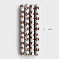 Santa Hat Cow Gift Wrap, Highland Cow Christmas Wrapping Paper, Rustic Farm Animal Wrapping Paper, Farmhouse Christmas Gift Wrap Roll