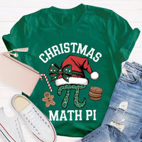 Humorous Math Teacher Holiday Shirt, Pi Symbol Santa Hat Christmas T-Shirt, Christmas STEM Graphic Tee, Math Lover Xmas Tee, Teacher Present