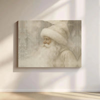 Snowy Woods Santa Wall Art, Vintage Santa Claus Canvas, Neutral Christmas Canvas Art, Rustic Holiday Wall Decor, Winter Santa Canvas