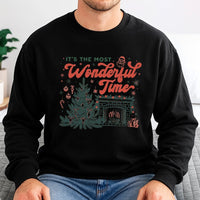 Retro Holiday Tree Fireplace Crewneck, Most Wonderful Time Christmas Sweatshirt, Comfy Festive Winter Sweater, Vintage Xmas Pullover Present