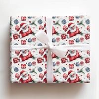 Watercolor Christmas Wrapping Paper Roll, Santa Rolling Dice Wrapping Paper, Tabletop Gamer Gift Wrap, Holiday Board Game Wrapping Paper