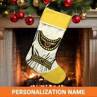 Beaded Graphic Holiday Stocking, Personalized Indigenous Regalia Christmas Stocking, Native Style Cultural Xmas Stocking, Family Present