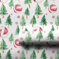 Watercolor Beach Ball Gift Wrap, Coastal Christmas Beach Wrapping Paper, Tropical Holiday Present Paper, Summer Xmas Wrapping Paper Roll