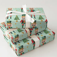 Wine Lover Holiday Gift Wrap, Nutcracker Christmas Wrapping Paper, Watercolor Mint Green Wrapping Paper, Whimsical Xmas Present Gift Wrap