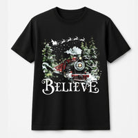 Holiday Express Graphic Tee, Believe Christmas Train T-Shirt, Vintage Magical Winter Train Shirt, Christmas Train T-Shirt, Holiday Fan Present